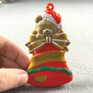 1998 Stravina‎ Rachel Christmas Ornament Resin Bear Bell Vintage Holiday Decor
